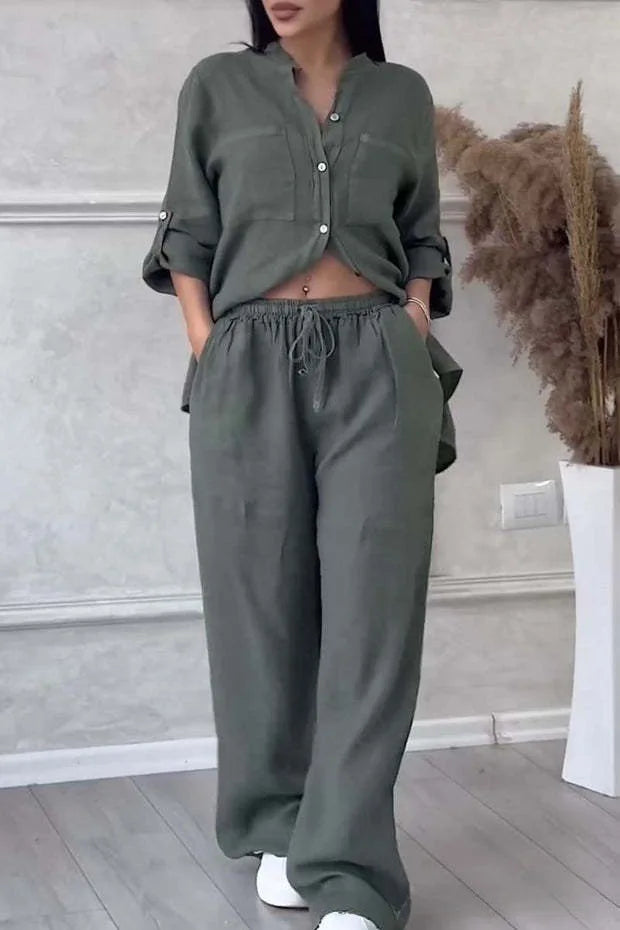 Conjunto Casual de Linho e Algodão