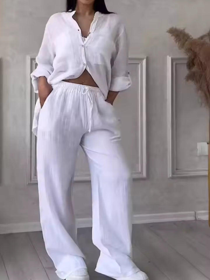 Conjunto Casual de Linho e Algodão