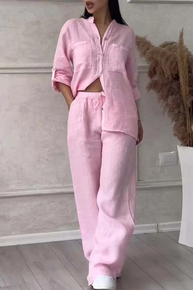 Conjunto Casual de Linho e Algodão