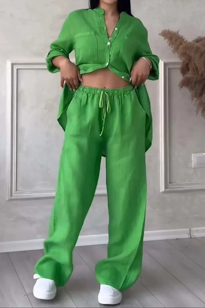 Conjunto Casual de Linho e Algodão