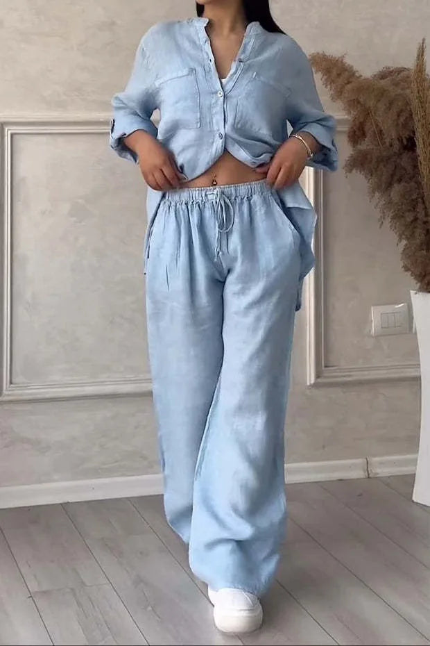 Conjunto Casual de Linho e Algodão