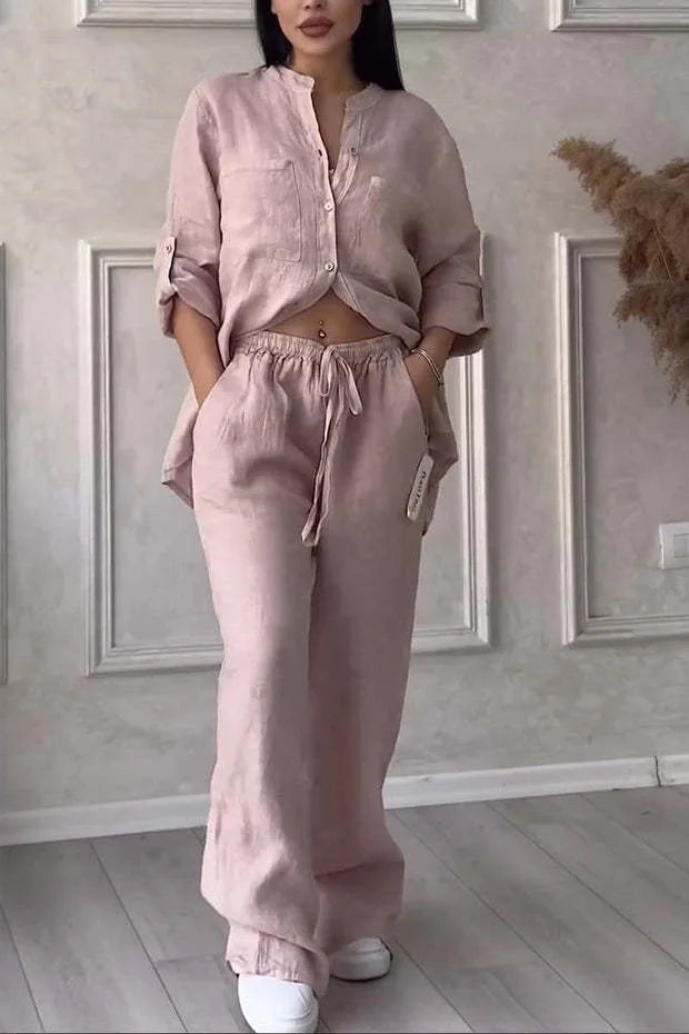 Conjunto Casual de Linho e Algodão