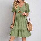 Vestido Feminino Midi Manga Babado