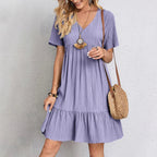 Vestido Feminino Midi Manga Babado