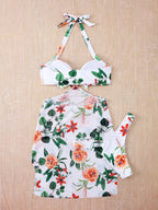 Biquíni Vestido Floral 3 Peças