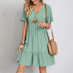 Vestido Feminino Midi Manga Babado